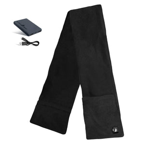 ActionHeat black heated fleece scarf with power bank and charging cable
