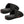 Pair of black plush heated slippers with red power switch on side
