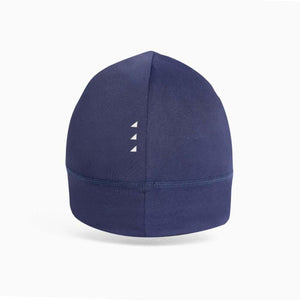 Mission navy blue beanie with three small white triangular reflective accents