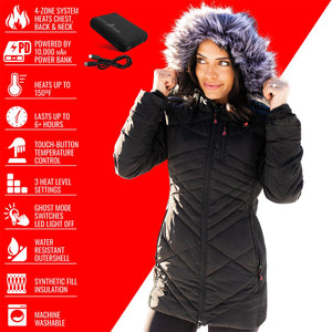 ActionHeat Seattle Seahawks 5V Women's Long Puffer Battery Heated Jacket