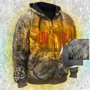 DeWalt camo heated zip up hoodie with waffle knit lining detail