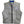 Grey quilted vest with black trim and front zipper closure