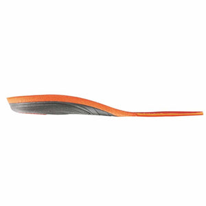 Side view of an orange and grey shoe insole