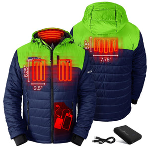 ActionHeat Seattle Seahawks 5V Men's Colorblock Puffer Battery Heated Jacket