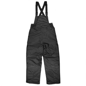 Back view of black N-Ferno insulated bib overalls with adjustable shoulder straps