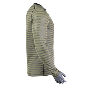 Seirus olive green long sleeve base layer shirt with horizontal pattern