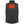 Back view of a black quilted heated vest with a red glowing heating element graphic on the upper back