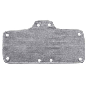 Grey rectangular reusable cloth pad with white snap fasteners