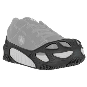 K1 Ice Cleats black rubber traction device fitted over a grey sneaker
