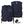 Gerbing navy blue heated vest with front and back views and battery pack