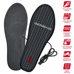 Gerbing heated insoles with 12V power cable and feature icons