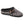Acorn grey felt mule slipper with black trim and decorative floral applique