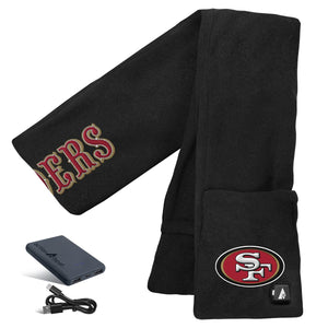ActionHeat San Francisco 49ers heated fleece scarf with power bank and charging cable
