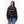 Woman wearing a Mobile Warming black and white plaid zip up jacket with front pockets