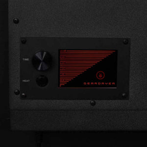 Geardryer control panel with time dial heat button and digital display showing time settings
