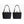 Front and back view of a black Bellroy tote bag with shoulder strap and carry handles