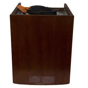 World Marketing brown wood grain heater unit with power cord on top