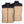 Mobile Warming tan and black puffer vest showing front and back views