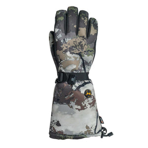 Mobile Warming camouflage heated glove with adjustable wrist strap and power button