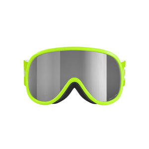 POC Pocito ski goggles with fluorescent yellow frame and silver mirrored lens