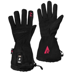 ActionHeat black battery heated gloves with pink logo and power indicator