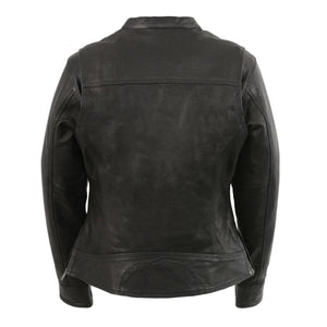 Back view of a black Milwaukee Leather motorcycle jacket