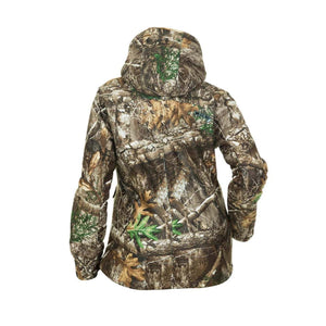 Back view of DSG Outerwear hooded jacket in Realtree camouflage pattern