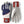Hestra multi-colored athletic gloves with red cuffs and blue and white panels