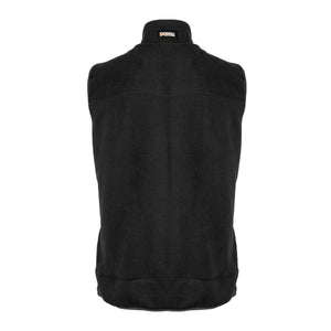 Back view of a black Mobile Warming fleece vest