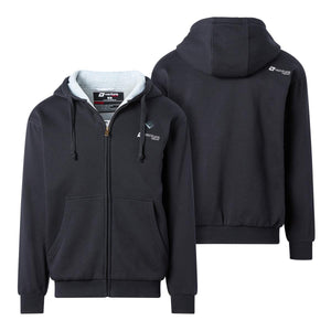 Venture Heat black zip up hoodie with grey fleece lining and hood
