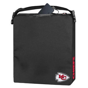 Black Kansas City Chiefs heated stadium seat with power bank in top pocket