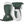 Hestra green and white insulated winter mittens with wrist straps