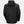 Back view of black Helly Hansen hooded rain jacket with white HH logo on shoulder