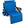 Blue folding stadium seat with metal frame and side storage pockets