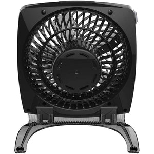 Vornado black personal air circulator fan with a square frame and transparent base