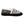 Acorn grey knit slipper with white fleece lining and black suede trim