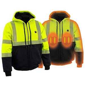 NexGen high visibility heated zip up hoodie with reflective strips