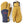 Hestra yellow and navy blue leather ski mittens with protective padding