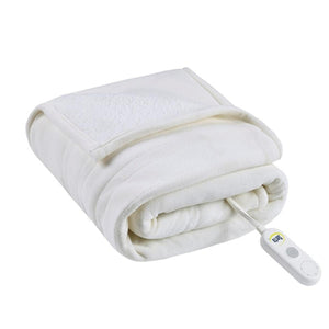 Serta white heated electric throw blanket with controller