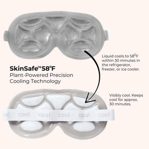 Opal Cool eye mask showing cooling technology details and usage instructions