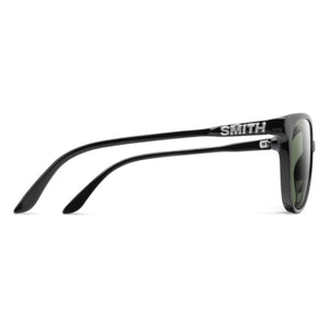 Side view of black Smith Optics sunglasses with green lenses