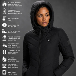 Open Box ActionHeat Pro Series+ Bluetooth Women's Puffer Heated Jacket