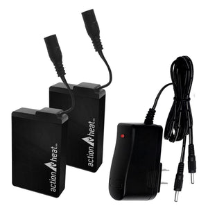 Two ActionHeat battery packs and a dual wall charger
