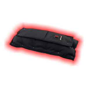 Glovii black heated wrap with power button and red glow effect
