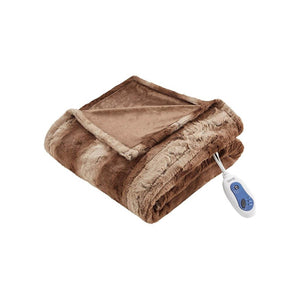 Beautyrest 100% Polyester Faux Tip Dye Long Fur Heated Throw - 50"W x 70"L