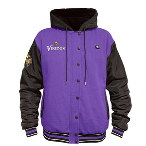 ActionHeat Minnesota Vikings purple and black varsity hooded jacket