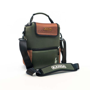 Kanga olive green and brown insulated cooler bag with shoulder strap