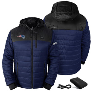 ActionHeat New England Patriots 5V Men's Colorblock Puffer Battery Heated Jacket
