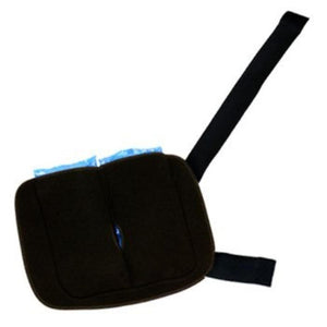 Black fabric wrap with blue gel ice packs and adjustable straps