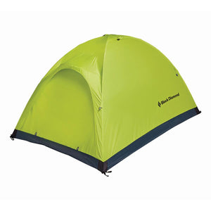 Black Diamond lime green dome tent with dark grey base